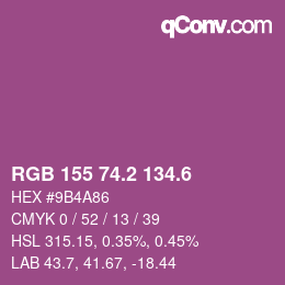 カラーコード: RGB 155 74.2 134.6 | qconv.com