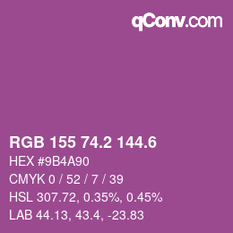カラーコード: RGB 155 74.2 144.6 | qconv.com