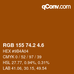 カラーコード: RGB 155 74.2 4.6 | qconv.com