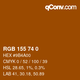 Color code: RGB 155 74 0 | qconv.com