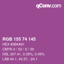 颜色代码: RGB 155 74 145 | qconv.com
