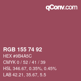 カラーコード: RGB 155 74 92 | qconv.com