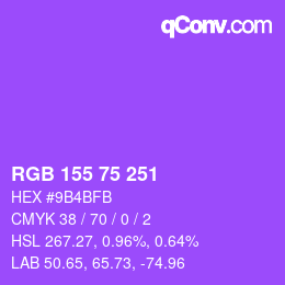 颜色代码: RGB 155 75 251 | qconv.com