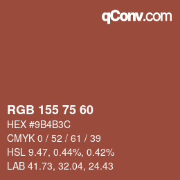 カラーコード: RGB 155 75 60 | qconv.com