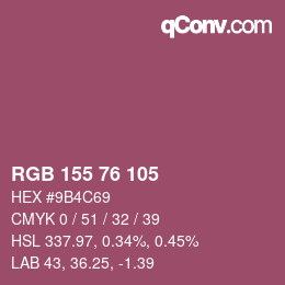 カラーコード: RGB 155 76 105 | qconv.com