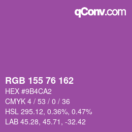 Color code: RGB 155 76 162 | qconv.com