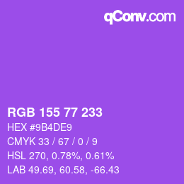 カラーコード: RGB 155 77 233 | qconv.com