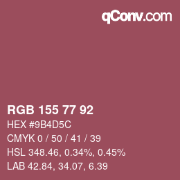 カラーコード: RGB 155 77 92 | qconv.com