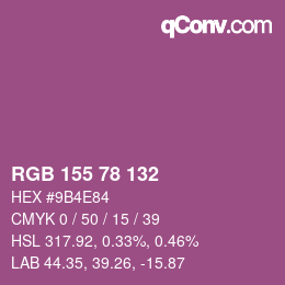 Color code: RGB 155 78 132 | qconv.com