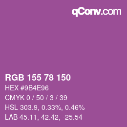 カラーコード: RGB 155 78 150 | qconv.com