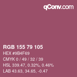 カラーコード: RGB 155 79 105 | qconv.com