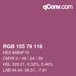颜色代码: RGB 155 79 118 | qconv.com