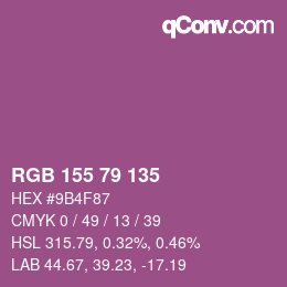 Color code: RGB 155 79 135 | qconv.com