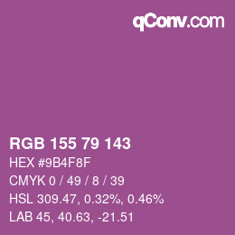 颜色代码: RGB 155 79 143 | qconv.com