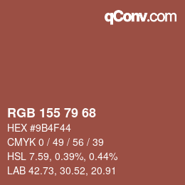 Color code: RGB 155 79 68 | qconv.com