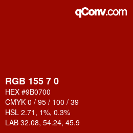 颜色代码: RGB 155 7 0 | qconv.com