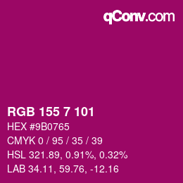 Color code: RGB 155 7 101 | qconv.com