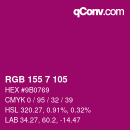 Color code: RGB 155 7 105 | qconv.com