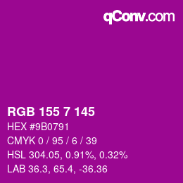 Color code: RGB 155 7 145 | qconv.com