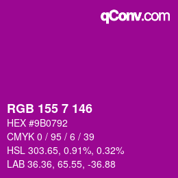 カラーコード: RGB 155 7 146 | qconv.com