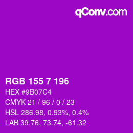 カラーコード: RGB 155 7 196 | qconv.com