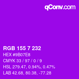 Color code: RGB 155 7 232 | qconv.com