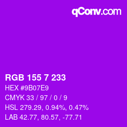 颜色代码: RGB 155 7 233 | qconv.com