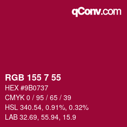 カラーコード: RGB 155 7 55 | qconv.com