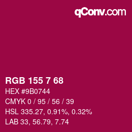 カラーコード: RGB 155 7 68 | qconv.com