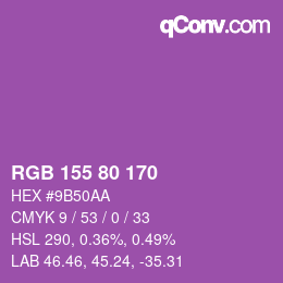 颜色代码: RGB 155 80 170 | qconv.com