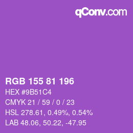 颜色代码: RGB 155 81 196 | qconv.com