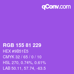 カラーコード: RGB 155 81 229 | qconv.com