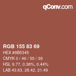 Color code: RGB 155 83 69 | qconv.com