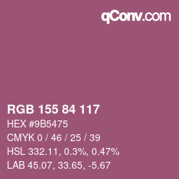 Color code: RGB 155 84 117 | qconv.com