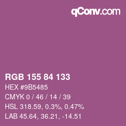 颜色代码: RGB 155 84 133 | qconv.com
