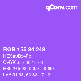 颜色代码: RGB 155 84 248 | qconv.com