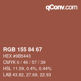 カラーコード: RGB 155 84 67 | qconv.com