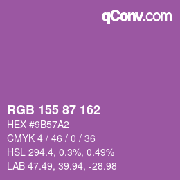 Color code: RGB 155 87 162 | qconv.com