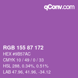 颜色代码: RGB 155 87 172 | qconv.com