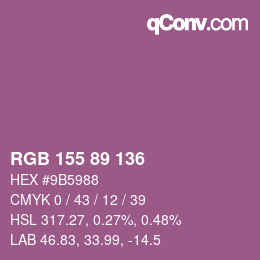 颜色代码: RGB 155 89 136 | qconv.com