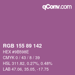 Color code: RGB 155 89 142 | qconv.com