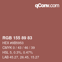 Color code: RGB 155 89 83 | qconv.com