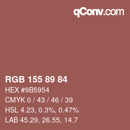 Color code: RGB 155 89 84 | qconv.com