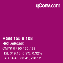Farbcode: RGB 155 8 108 | qconv.com