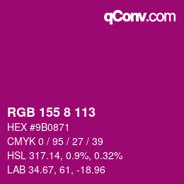 Farbcode: RGB 155 8 113 | qconv.com