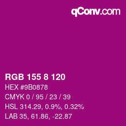 Farbcode: RGB 155 8 120 | qconv.com