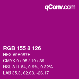Color code: RGB 155 8 126 | qconv.com