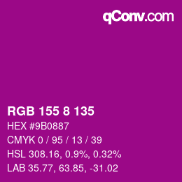 Farbcode: RGB 155 8 135 | qconv.com
