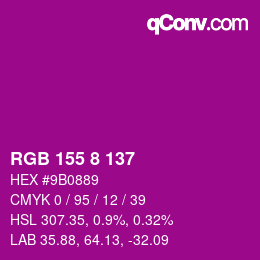 Color code: RGB 155 8 137 | qconv.com