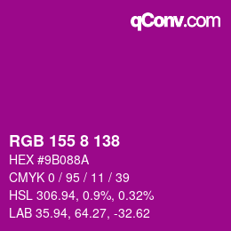 Color code: RGB 155 8 138 | qconv.com